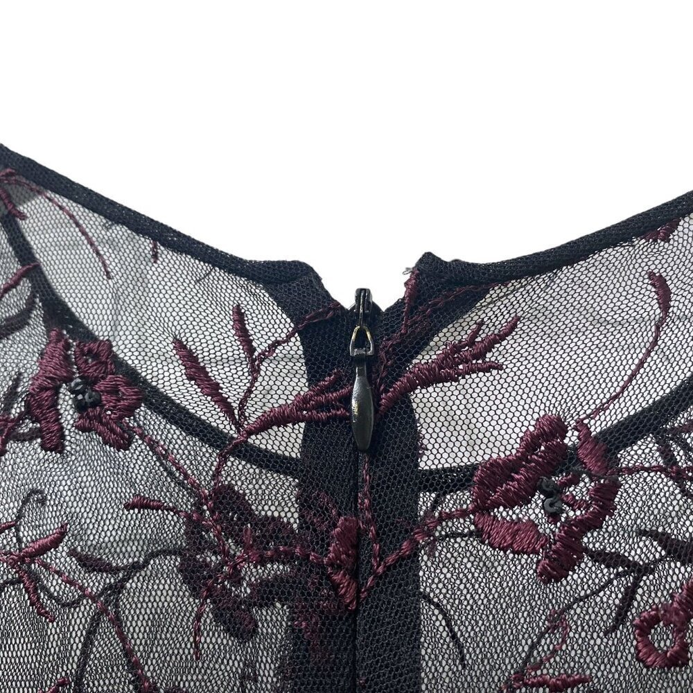 PAMELA DENNIS Couture Silk Evening Gown Sz 10 Formal Long Dress Burgundy Black - Picture 9 of 16